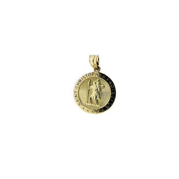 Real 10K Yellow Gold Diamond Cut Saint Christopher Pendant - Picture 6 of 8